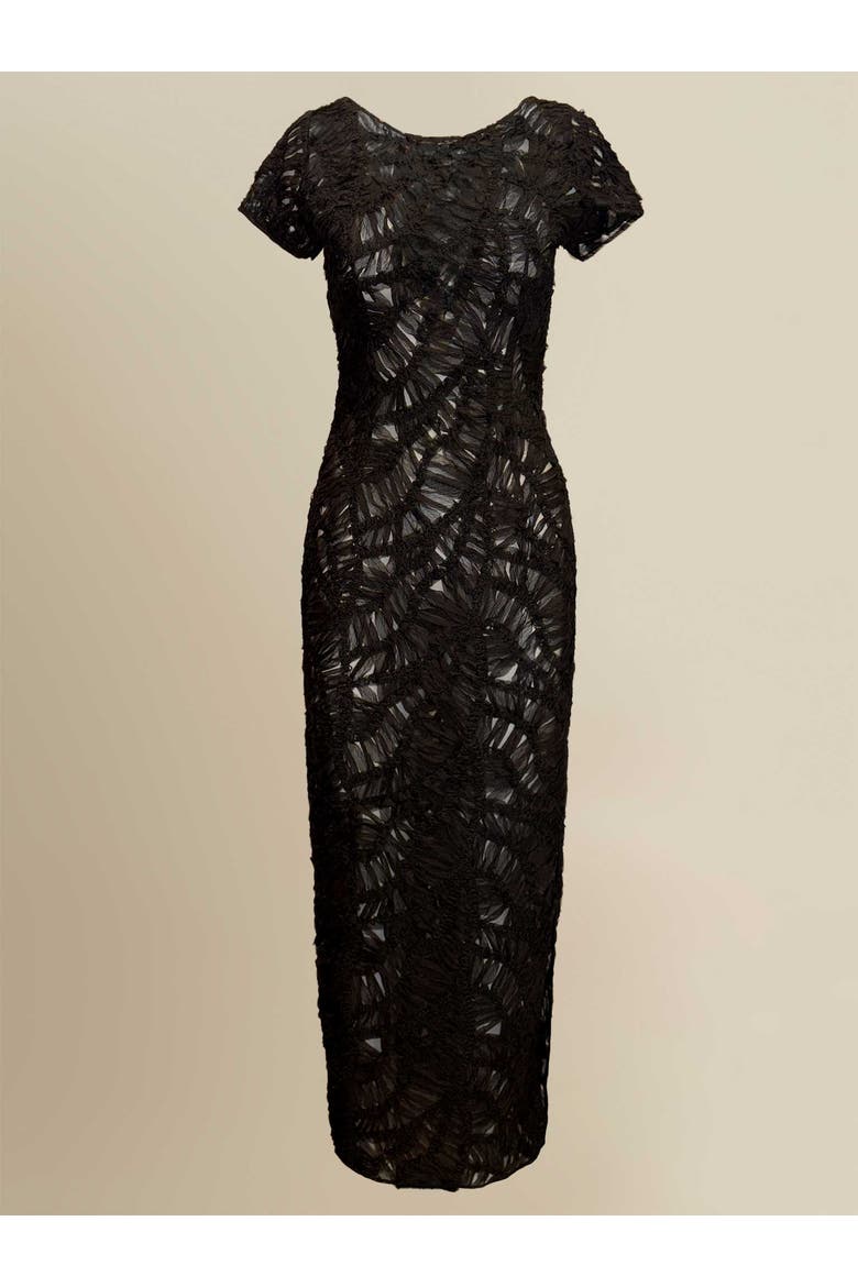 Fleur Sheer Italian Lace Maxi Dress, Main, color, Black