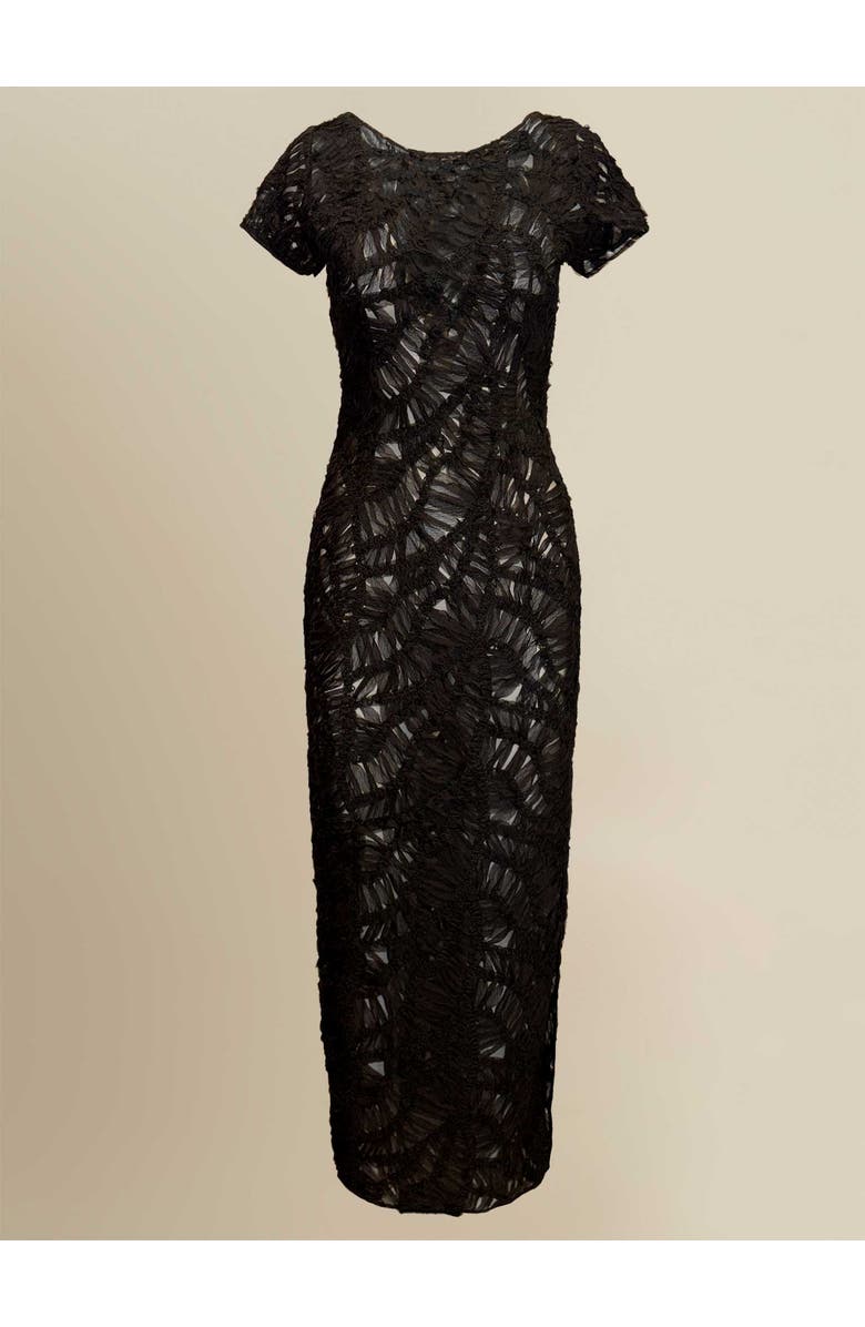 Contessa Mills Fleur Sheer Italian Lace Maxi Dress, Main, color, Black