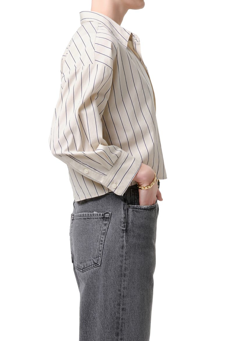 Petit Ami Striped Cotton Shirt, Alternate, color, RAMBLE CREAM/ NAVY STRIPE