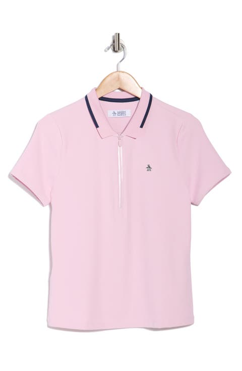 Tipped Quarter Zip Knit Polo