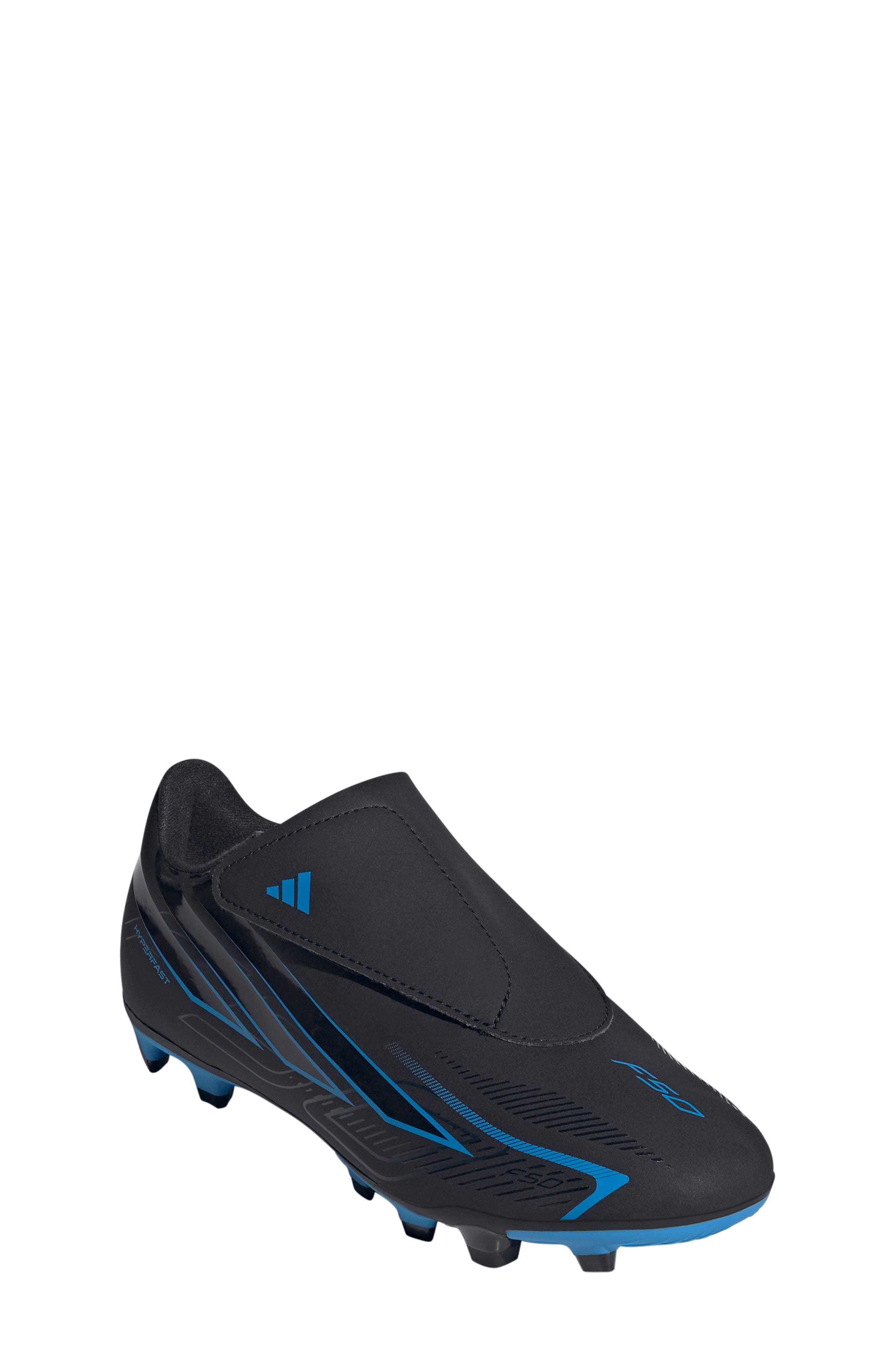 Kids' F50 Hyperfast Club Soccer Cleat, Main, color, CORE BLACK/ LUCID RAY BLUE