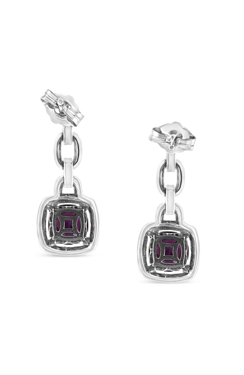 Haus of Brilliance Silver Cushion Purple Amethyst and Diamond Accent Drop and Dangle Earrings, Alternate, color, White