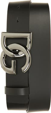 Dolce&Gabbana DG Logo Buckle Leather Belt
