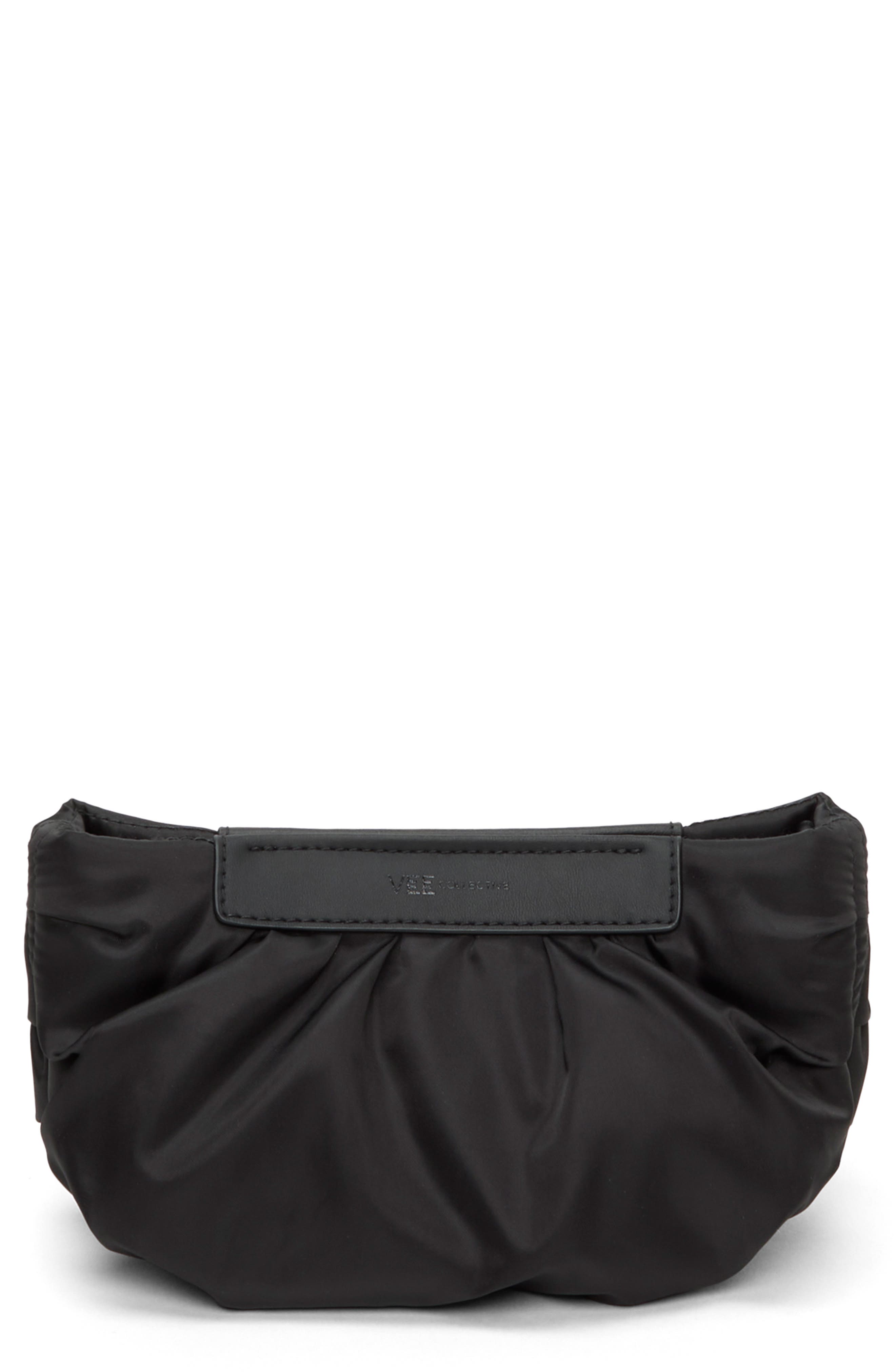 VeeCollective Caba Cloud Recycled Polyester Clutch, Main, color, Black