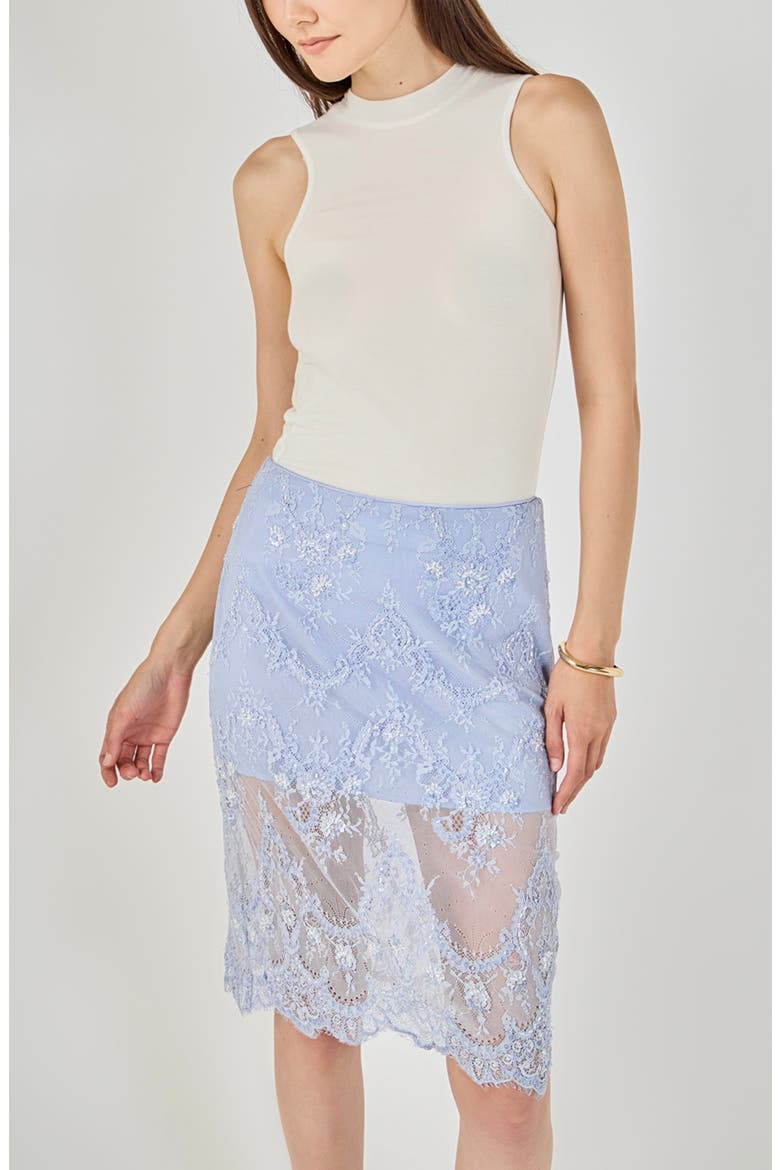 Sequin Lace Midi Skirt, Alternate, color, POWDER BLUE