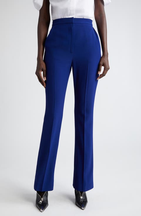 High Waist Bootcut Crepe Trousers