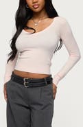 EDIKTED Mercedes Knit V-Neck Crop Top