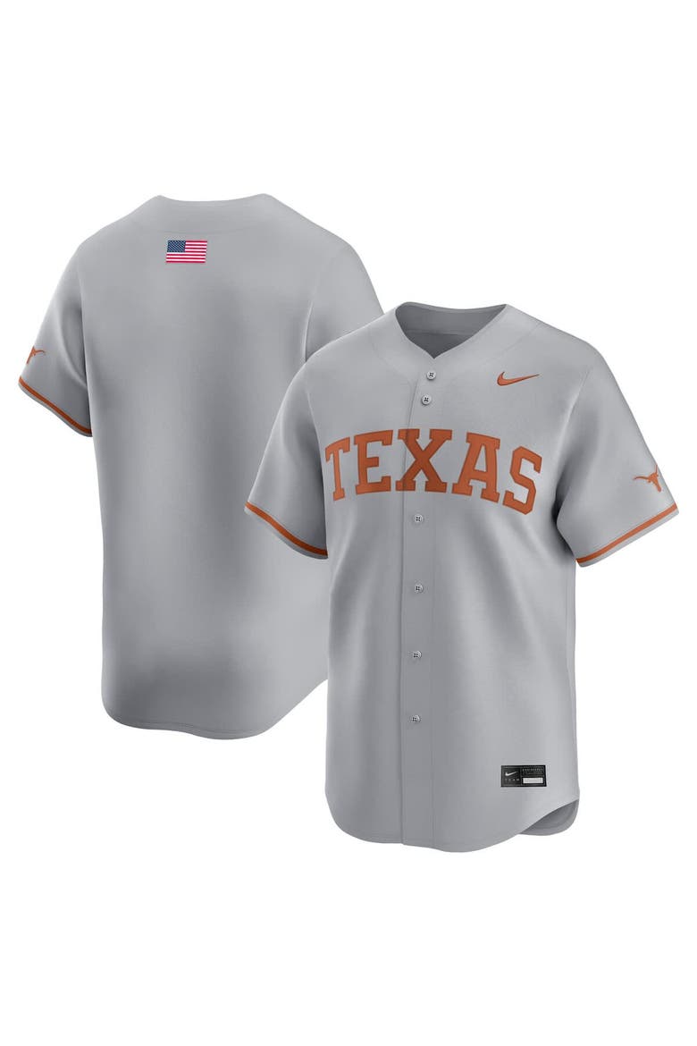 Men's Nike Gray Texas Longhorns Alternate Limited Baseball Jersey, Main, color, Gray