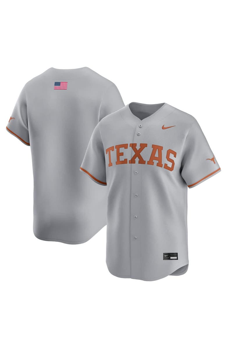 Nike Men's Nike Gray Texas Longhorns Alternate Limited Baseball Jersey, Main, color, Gray