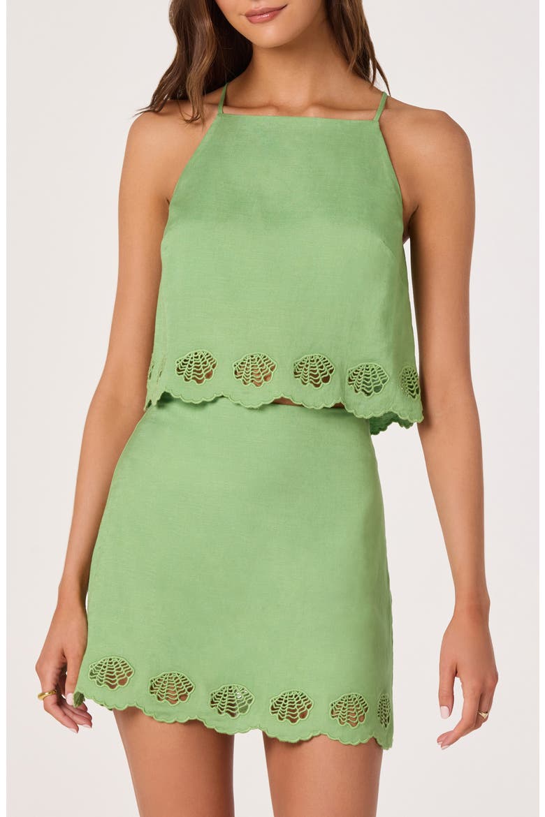 Taniya Crop Embroidered Top, Main, color, GREEN