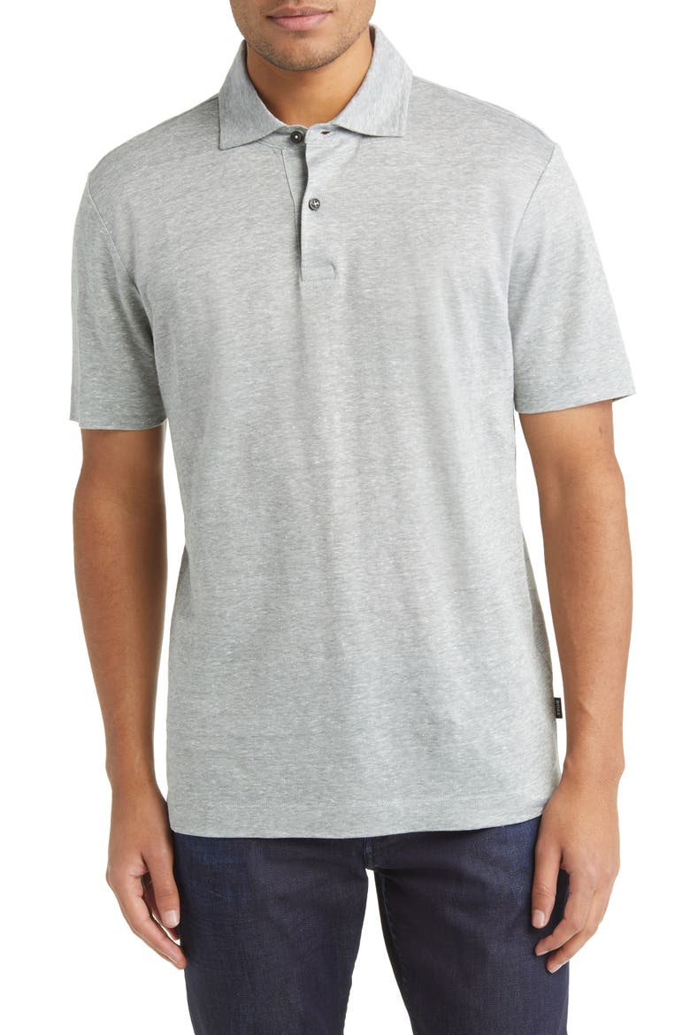 Press Heathered Linen Piqué Polo, Main, color, OPEN GREEN
