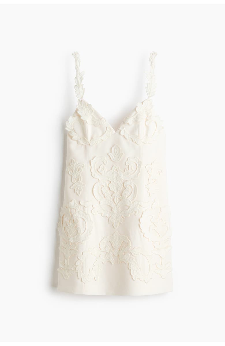 H&M Appliquéd strappy dress, Alternate, color, Cream