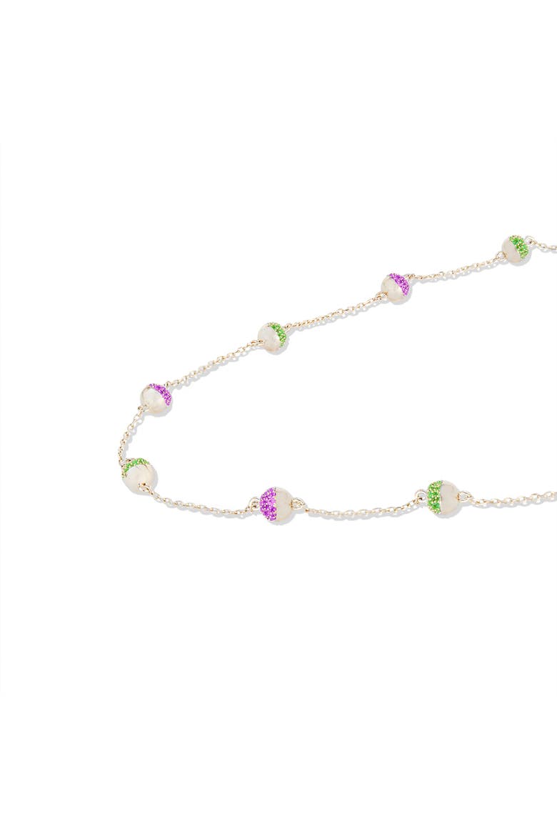 Revel Bead Station Necklace, Alternate, color, Tsavorite & Rhodolite