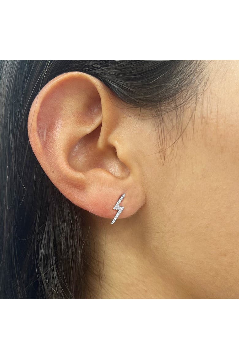 Diamond Lightning Bolt Stud Earrings, Alternate, color, White Gold