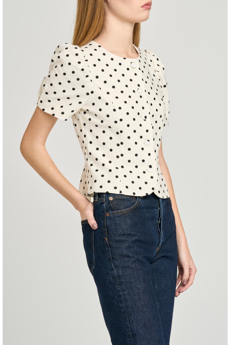 Blair Polka Dot Button-Up Top, Alternate, color, IVORY POLKA DOT