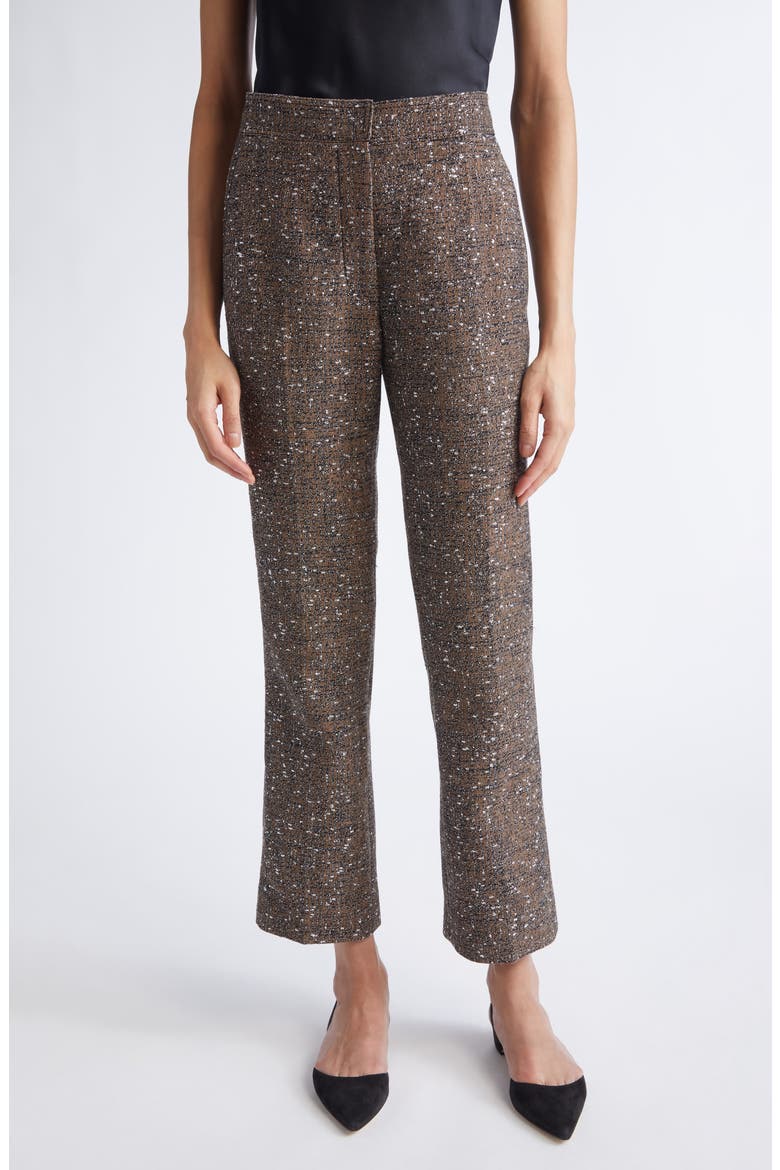 Metallic Bouclé Ankle Pants, Main, color, BLACK/ YELLOW