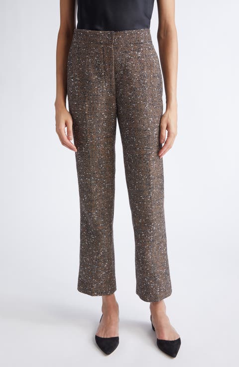 Metallic Bouclé Ankle Pants