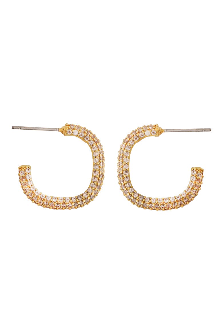 Pavé Cubic Zirconia Hoop Earrings, Main, color, GOLD