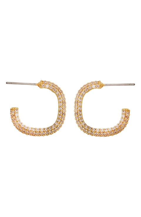 Pavé Cubic Zirconia Hoop Earrings