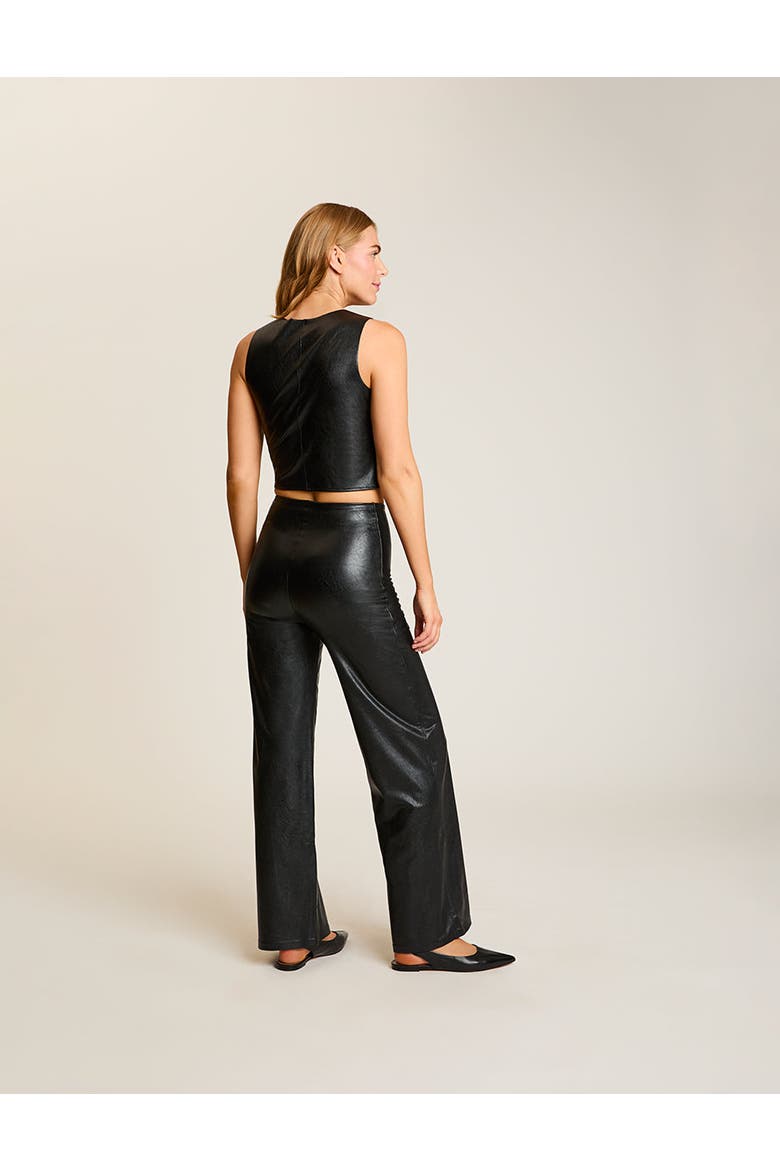 Faux Leather Shell, Alternate, color, Black