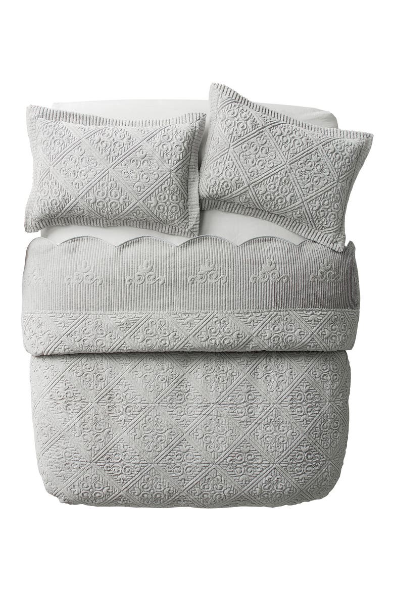Westland Quilted Plush Bedspread Set, Alternate, color, GREY