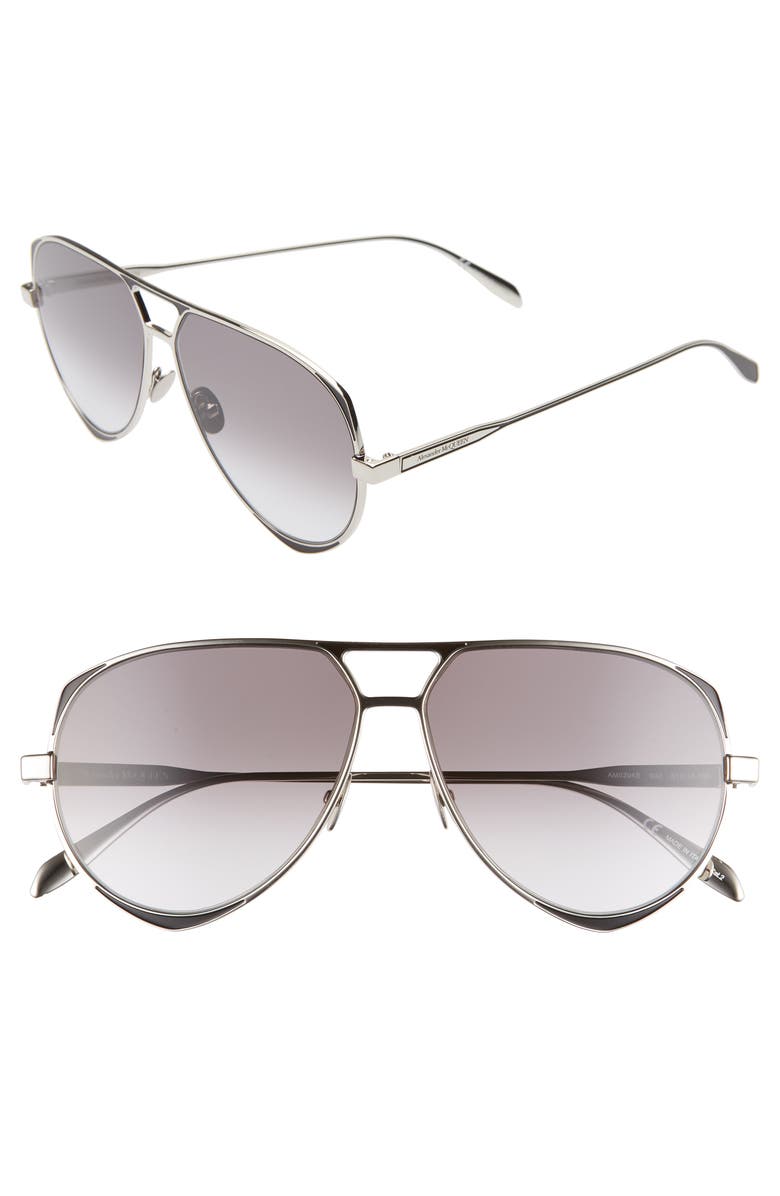 McQueen Alexander McQueen 61mm Aviator Sunglasses, Main, color, 