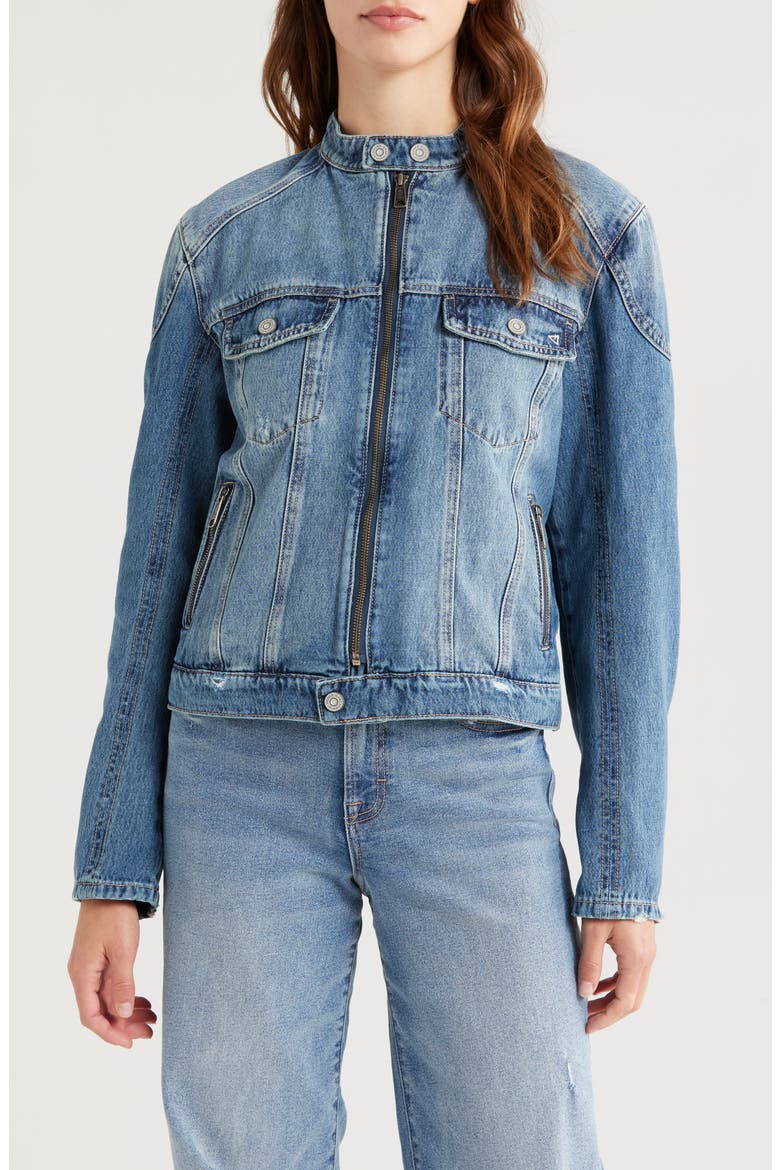Denim Moto Jacket, Alternate, color, MEDIUM WASH