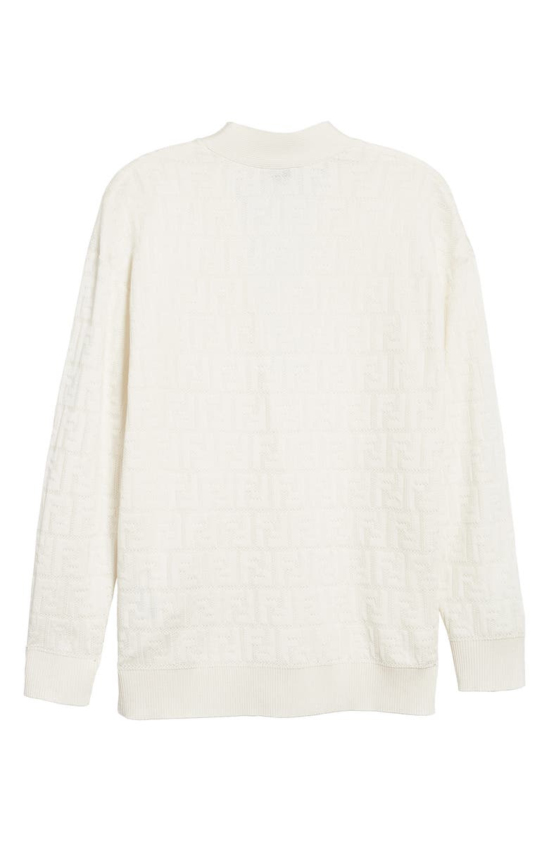 Fendi Tonal Logo Jacquard Cardigan, Alternate, color, 