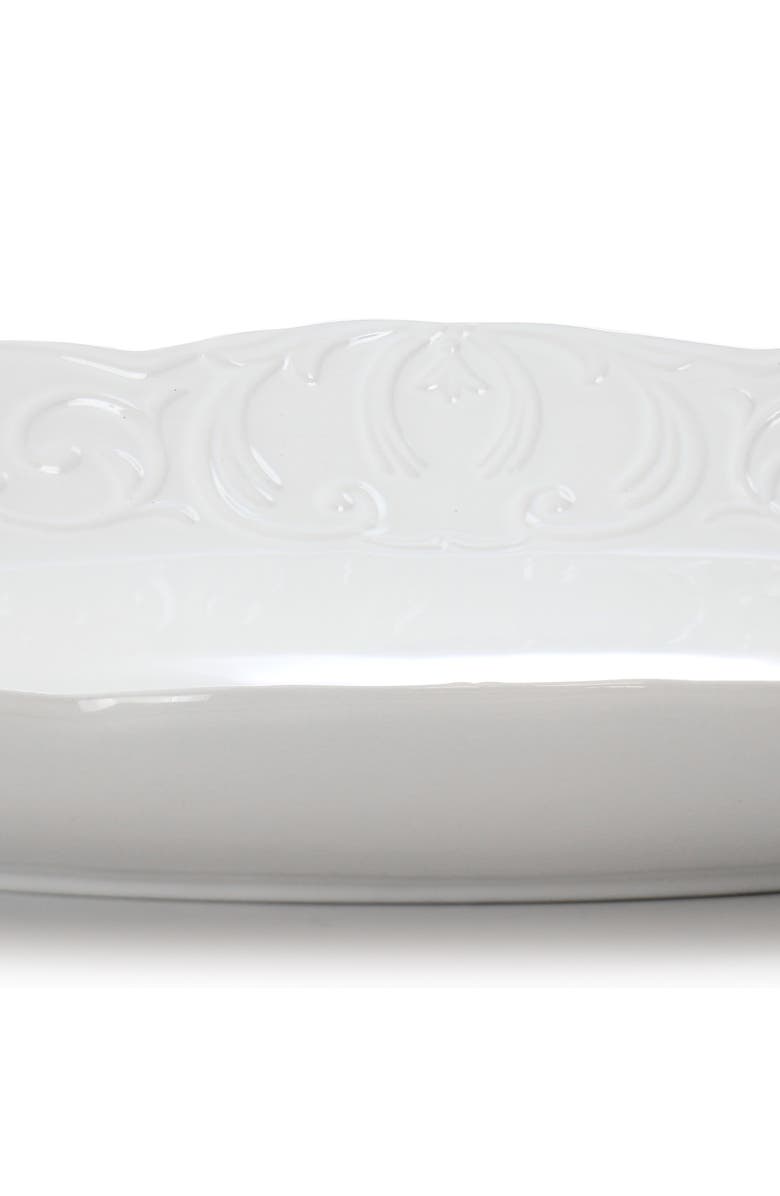 Gibson Home Bountiful Joy 18.75 x 14 Inch Durastone Oval Platter, Alternate, color, White