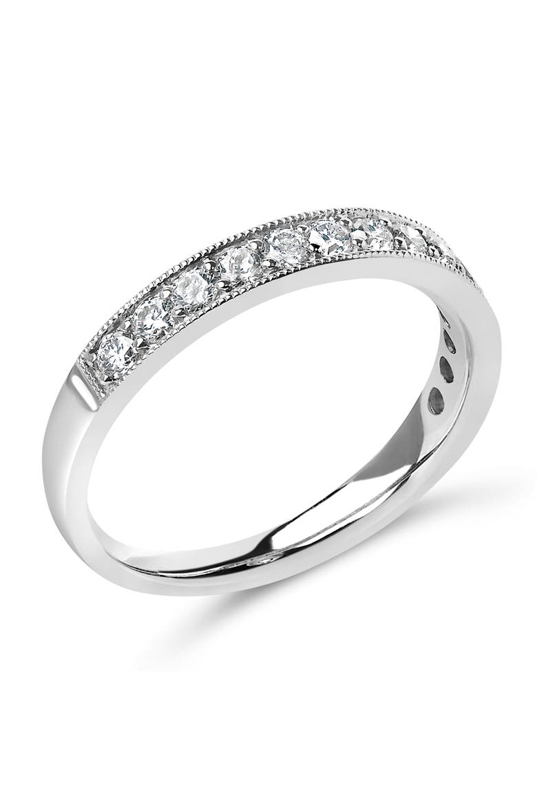 14K Gold 1/2 Cttw Round Diamond Milgrain Wedding Band, Alternate, color, White