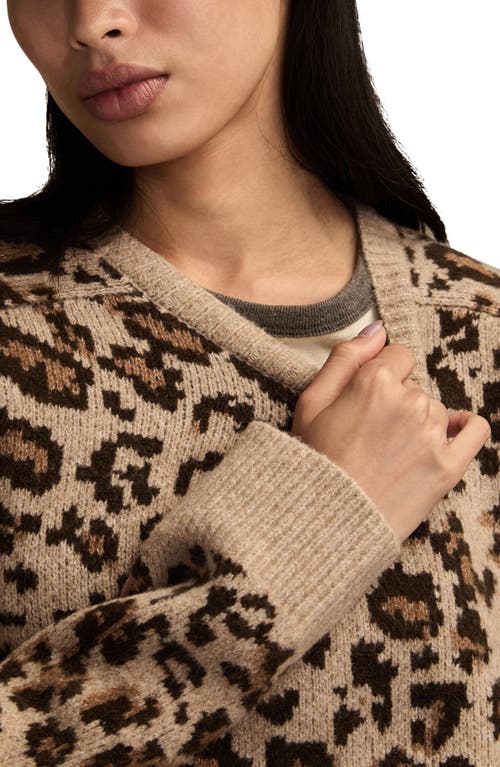Lucky Brand Cloud Soft Leopard Crewneck Sweater In Brown