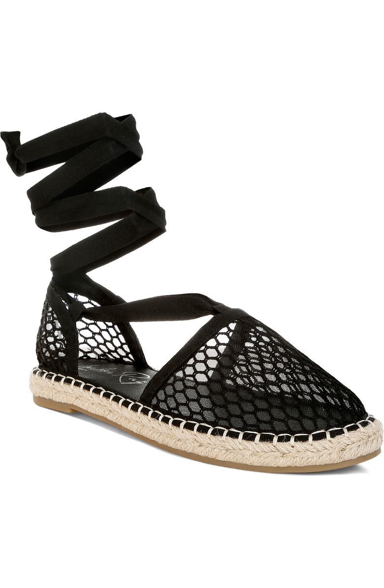 LONDON RAG Sonara Ankle Wrap Espadrille Flat, Main, color, Black