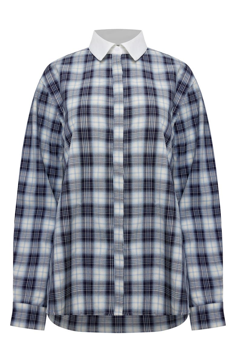 LIONESS Vacanza Plaid Shirt, Alternate, color, Navy Plaid