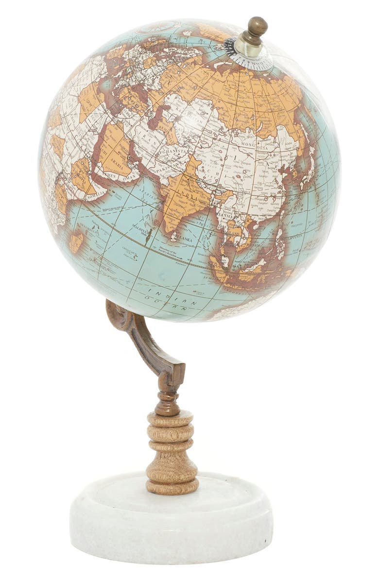 GINGER BIRCH STUDIO Teal Marble Globe, Alternate, color, Aquamarine