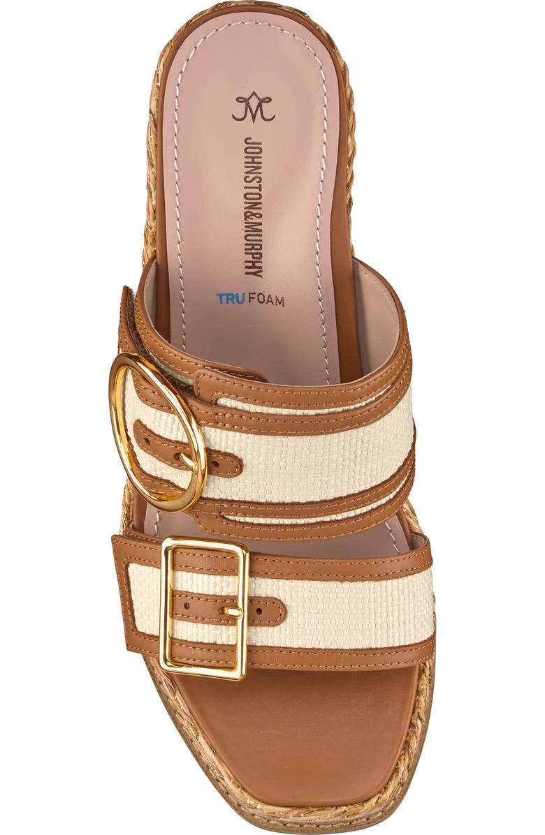 Johnston & Murphy Mallory Double Buckle Platform Wedge Sandal, Alternate, color, Natural Raffia