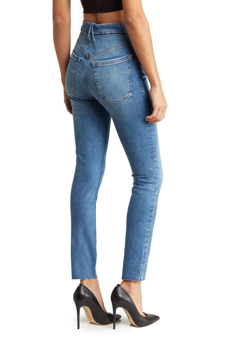 Always Fits Good Waist Raw Hem High Waist Skinny Jeans, Alternate, color, INDIGO324