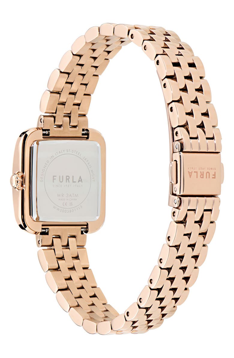 Furla Heritage Crystal Square Rose Gold Tone Bracelet Watch, 27.5mm, Alternate, color, Rose Gold-Tone