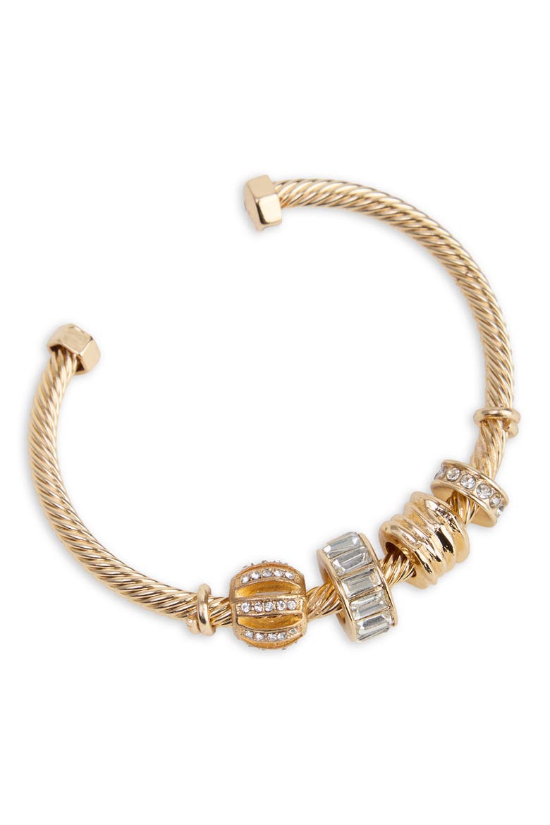 Charm Cable Cuff Bracelet, Main, color, GOLD