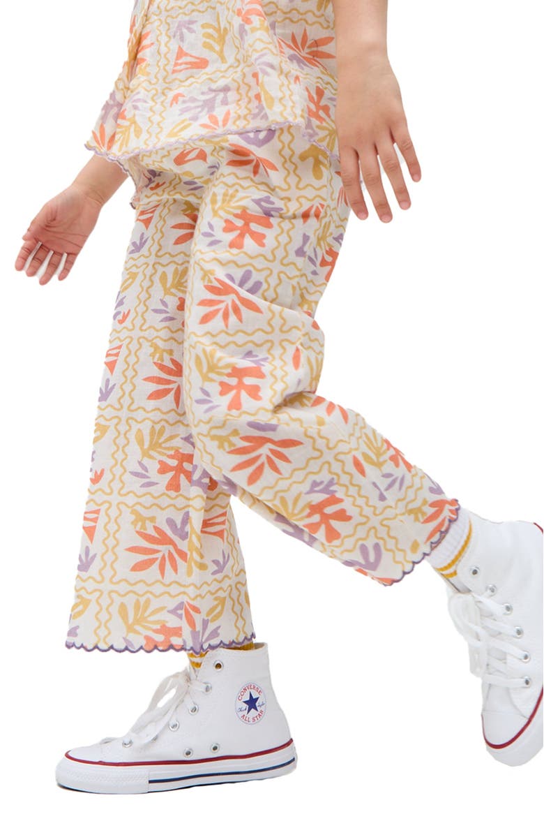 Raffya Kids Gilly Scallop Edge Matisse Print Trouser, Alternate, color, Multi
