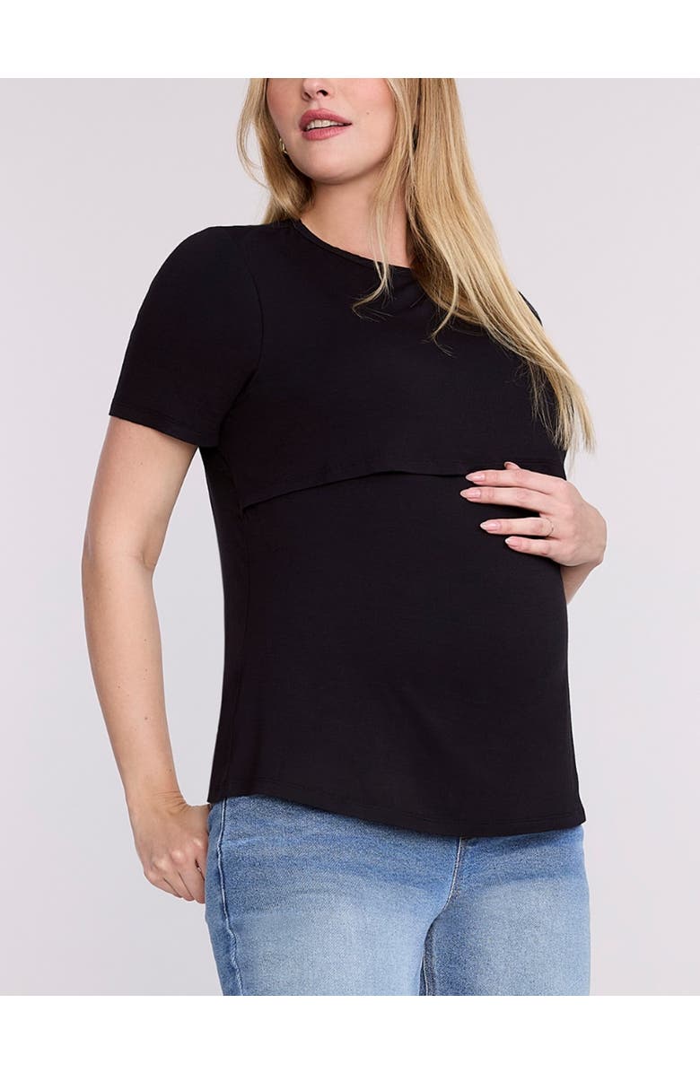 MOTHERHOOD MATERNITY Crewneck Short Sleeve Nursing Tee, Alternate, color, Black