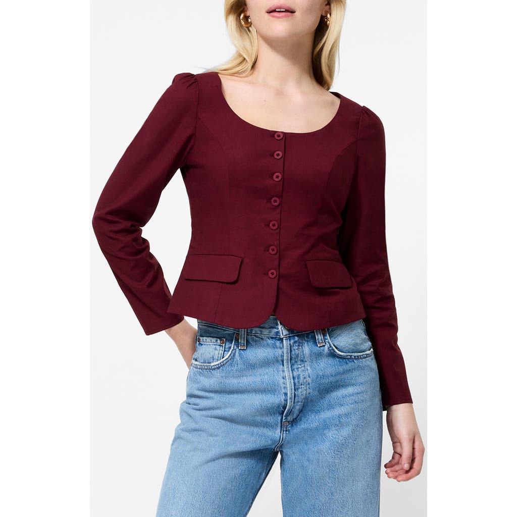 French Connection Inga 2-pocket Button-up Shirt In Burgundy