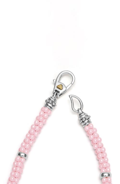 Lagos Pink Caviar Ceramic Beaded Station Bracelet In Pink/silver