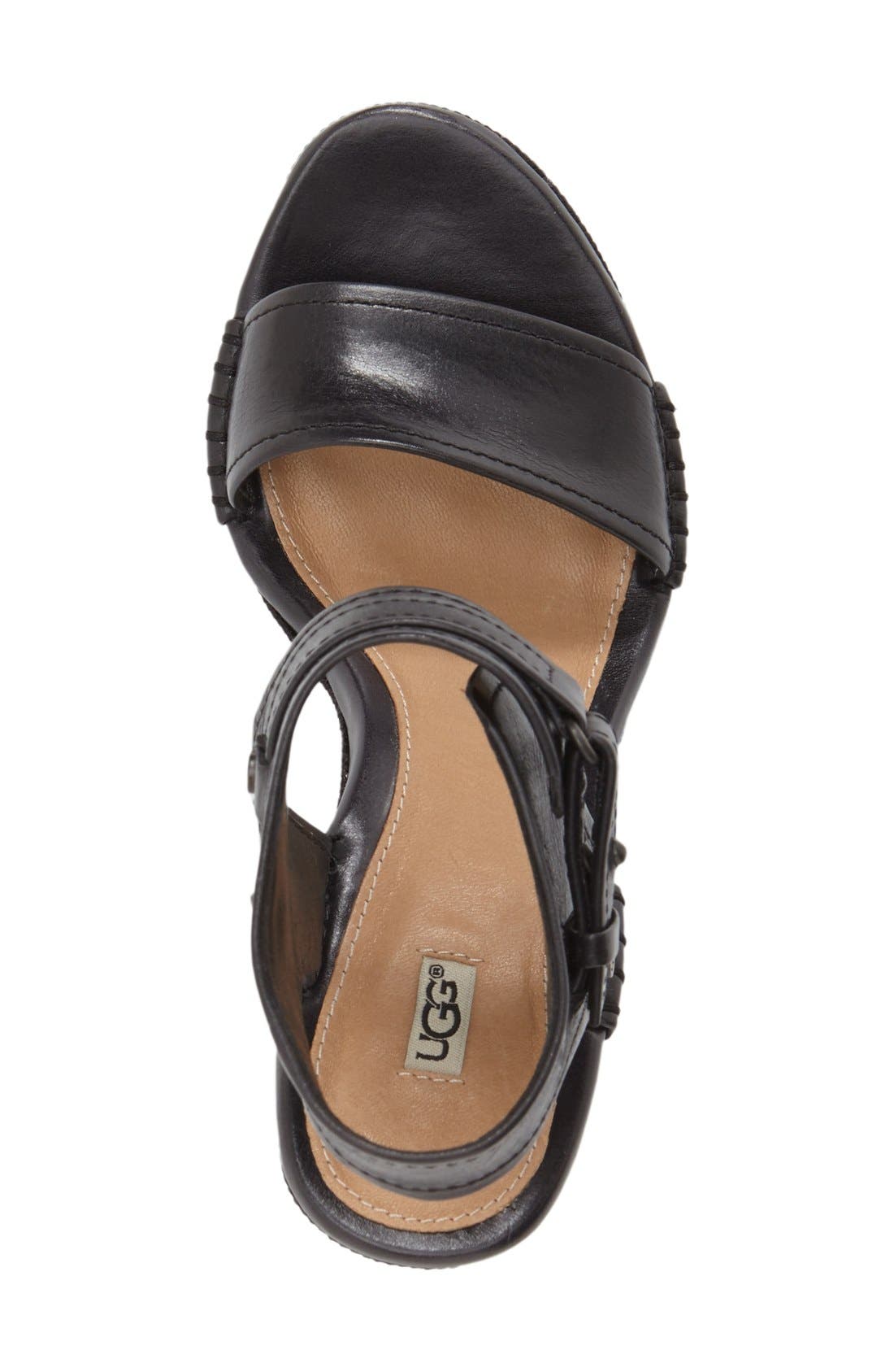 'Maryanne' Wedge Sandal, Alternate, color, BLACK LEATHER