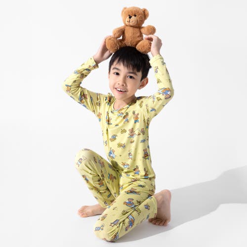 Bellabu Bear Kids' Teddy Bear Picnic Set Of 2 Piece Pajamas In Green