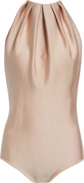 Givenchy Pleated Silk & Wool Blend Halter Bodysuit