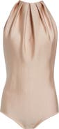 Givenchy Pleated Silk & Wool Blend Halter Bodysuit