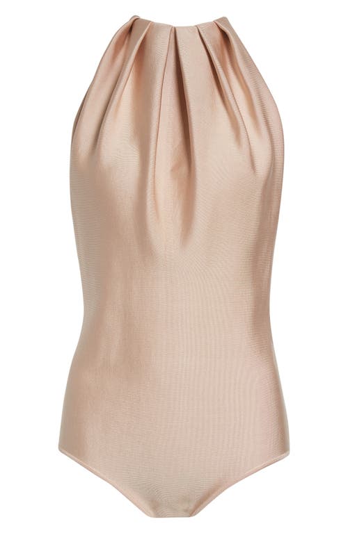 Givenchy Pleated Silk & Wool Blend Halter Bodysuit In Pink