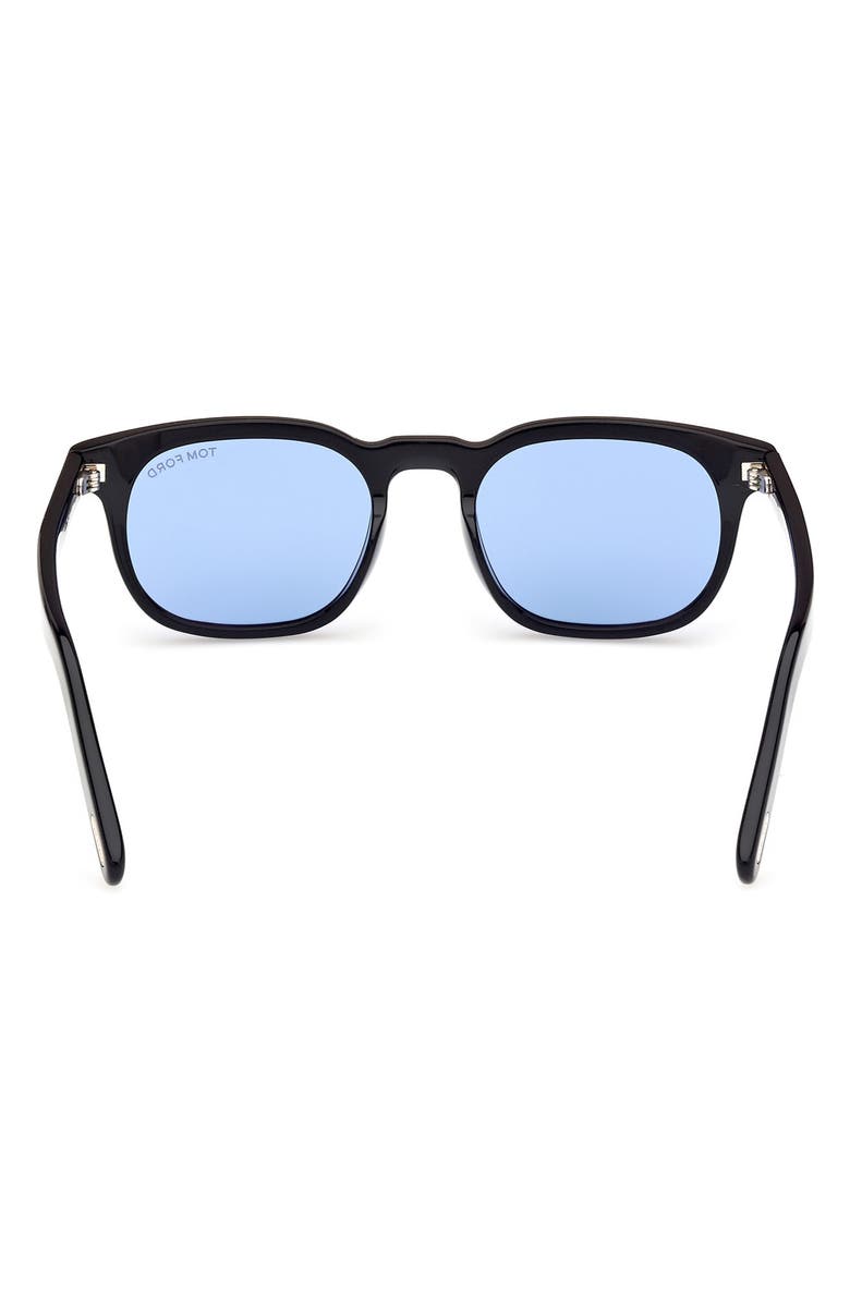 TOM FORD 52mm Square Sunglasses, Alternate, color, Shiny Black / Blue