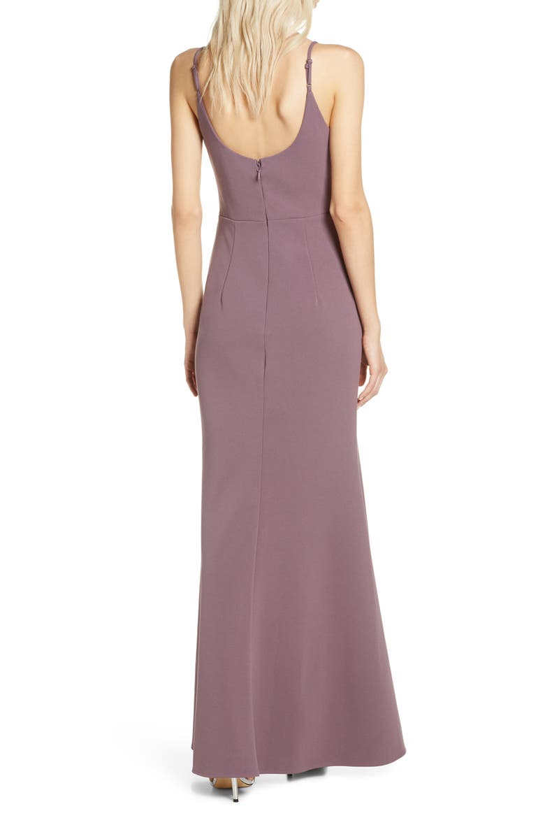 V-Neck Trumpet Gown, Alternate, color, DUSTY PURPLE