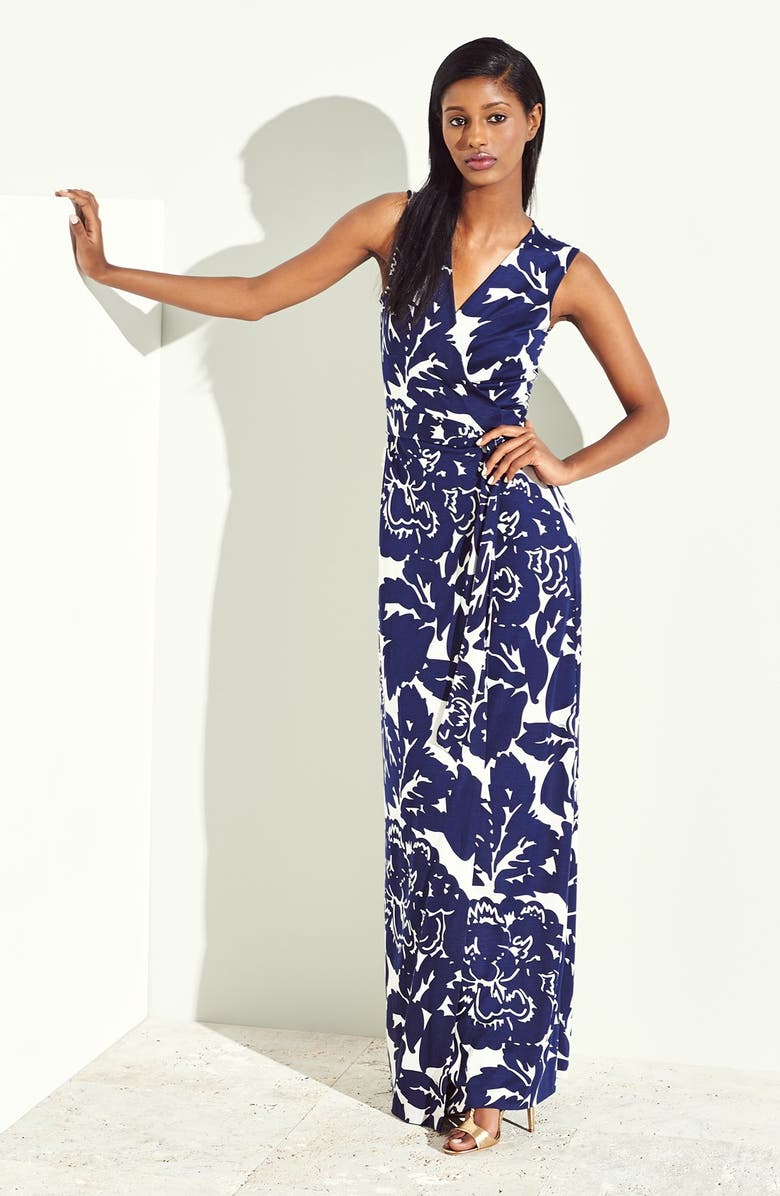 Diane von Furstenberg 'New Yahzi Two' Print Silk Wrap Maxi Dress, Alternate, color,